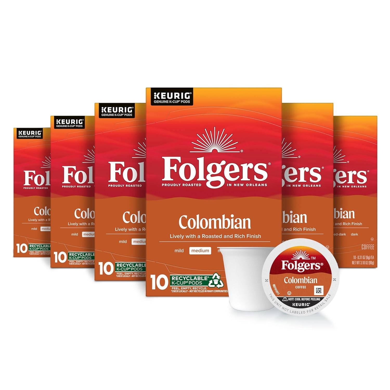Classic Roast Medium Roast Coffee, Keurig K-Cup Pods, 12 Count Boxes (Pack of 6)
