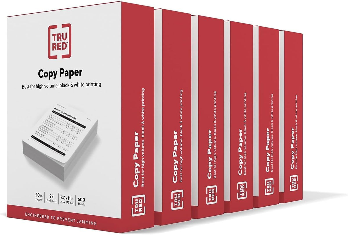 TRU RED Copy Paper, 8.5X11 Inch, 92 Brightness, 20 Lb., 500 Sheets/Ream