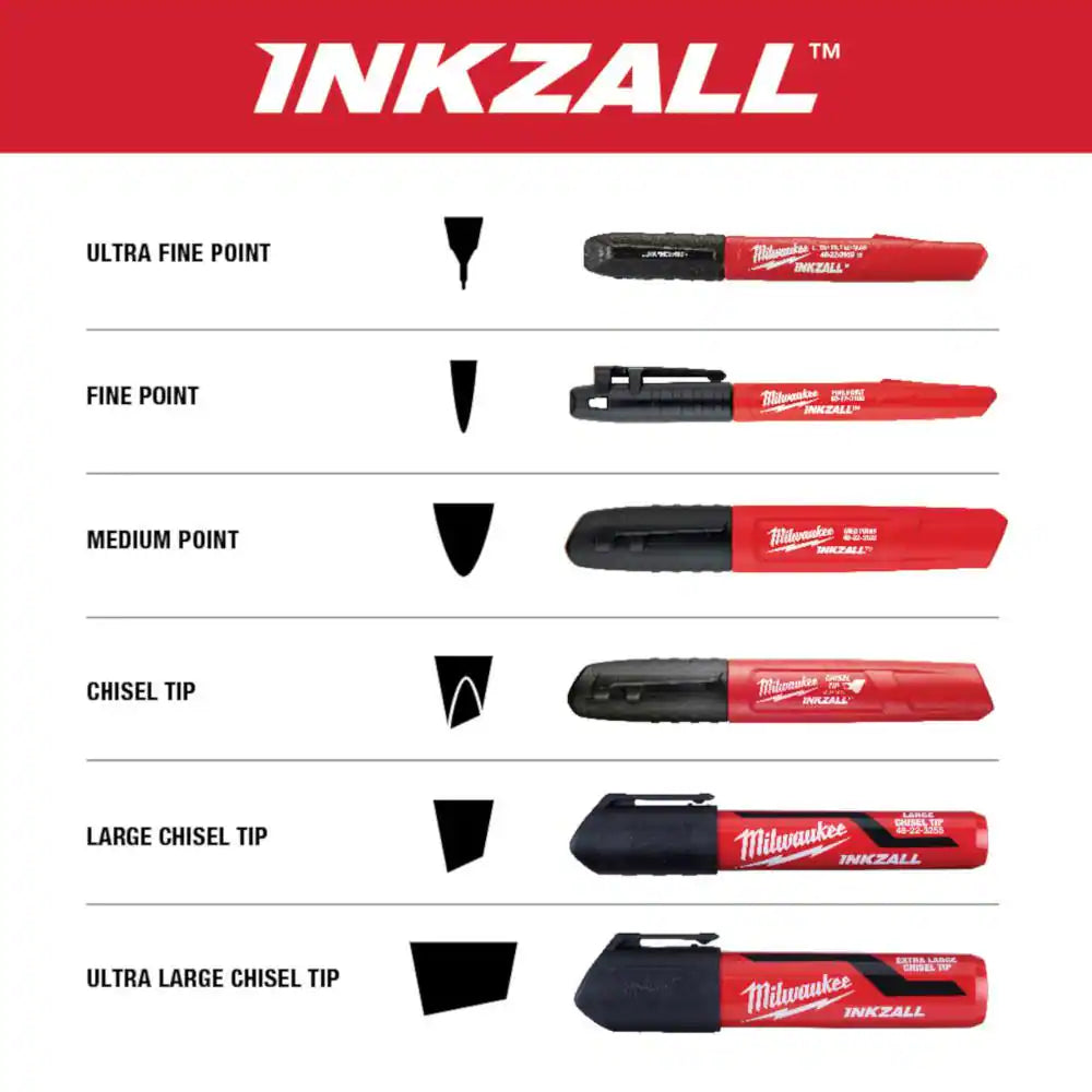 INKZALL Black Fine Point Jobsite Permanent Marker