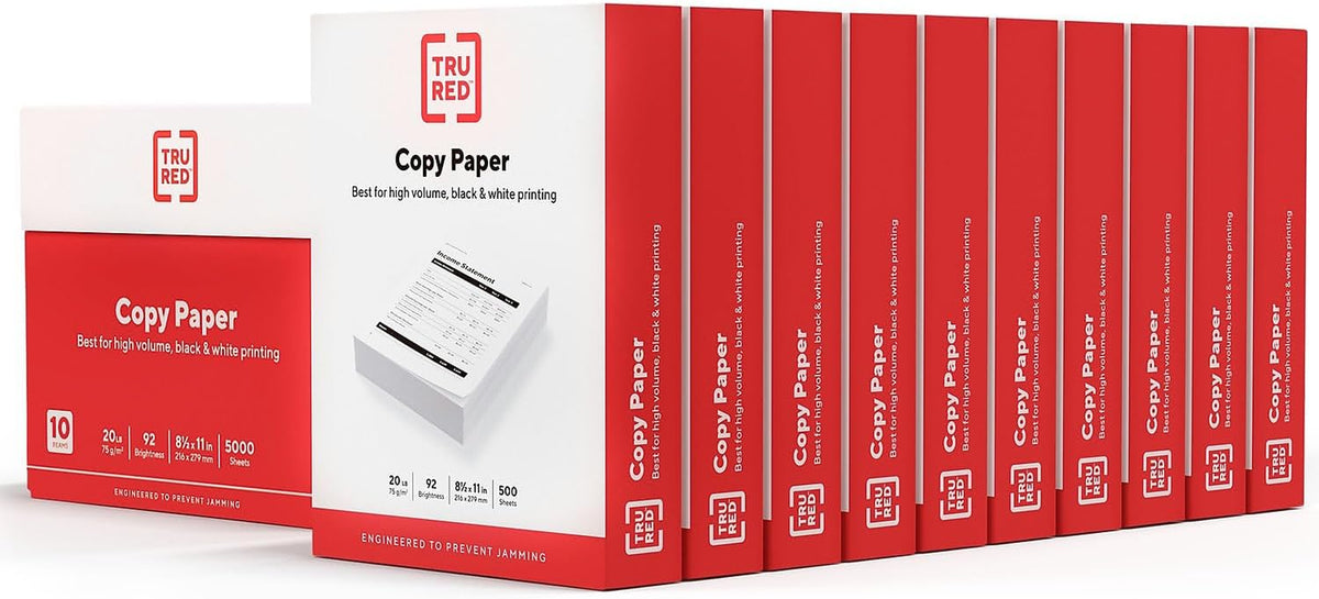 TRU RED Copy Paper, 8.5X11 Inch, 92 Brightness, 20 Lb., 500 Sheets/Ream