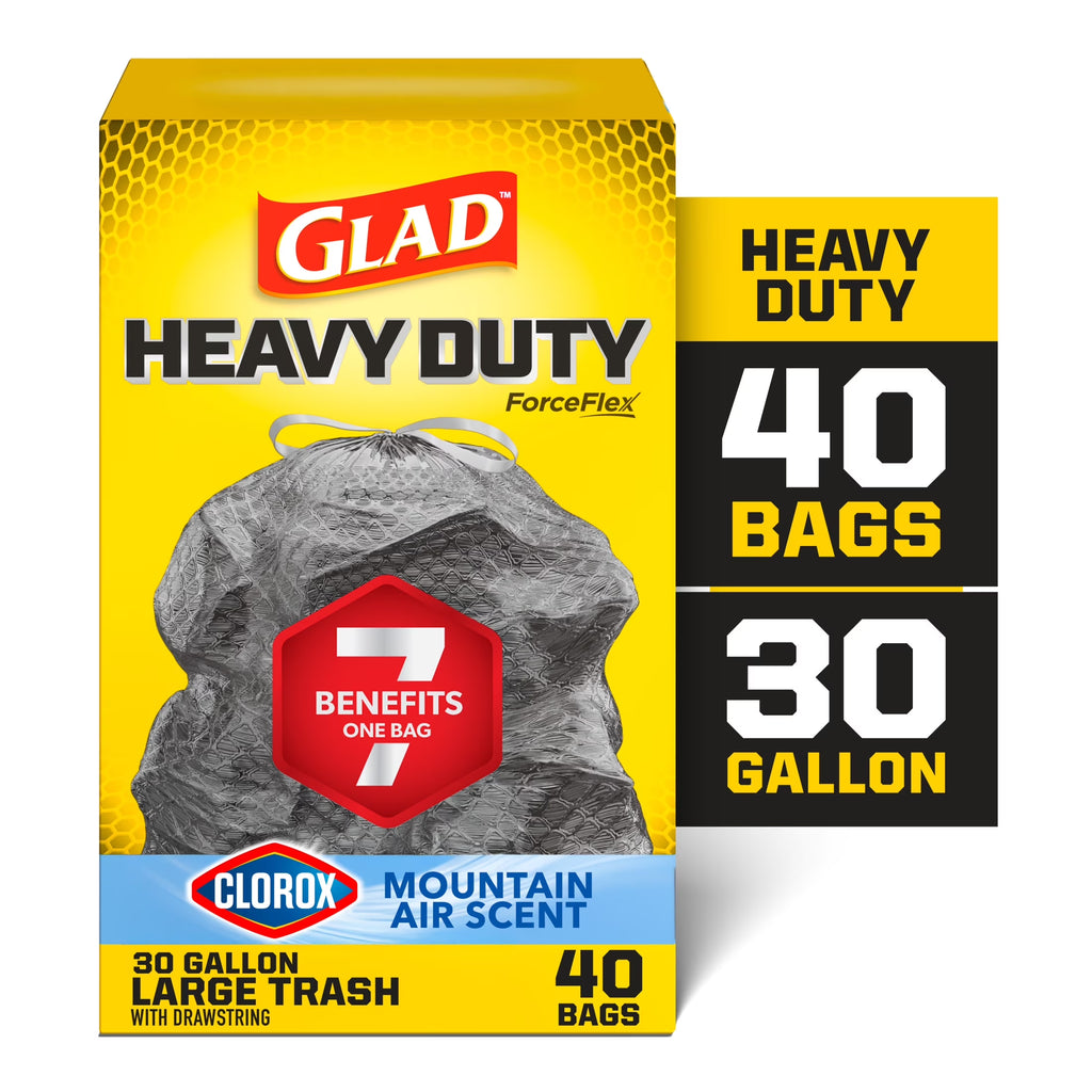 Forceflex Heavy Duty Trash Bags with Clorox, Mountain Air Scent, 30 Gallon, 40 Count