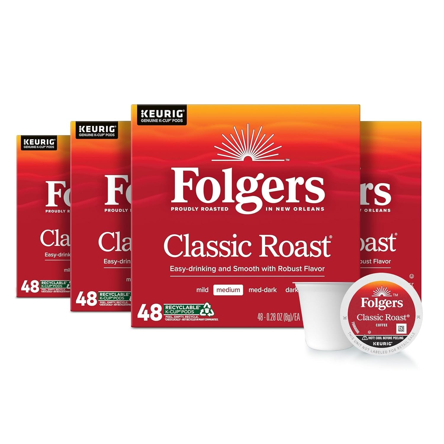 Classic Roast Medium Roast Coffee, Keurig K-Cup Pods, 12 Count Boxes (Pack of 6)