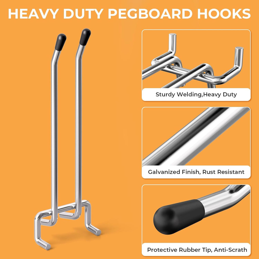 36 Pack 4/6 Inch Double Arm Pegboard Hooks, 1/4" Heavy Duty