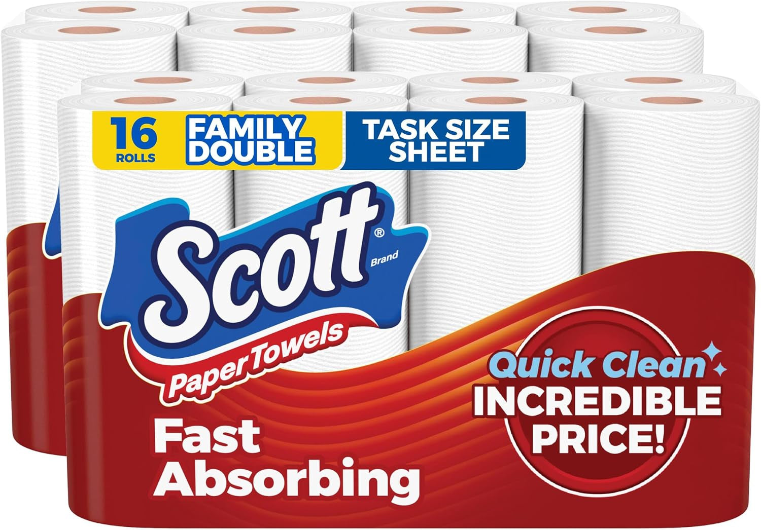 Scott Paper Towels, Task Size, 16 Family Double Rolls, 119 Sheets per Roll