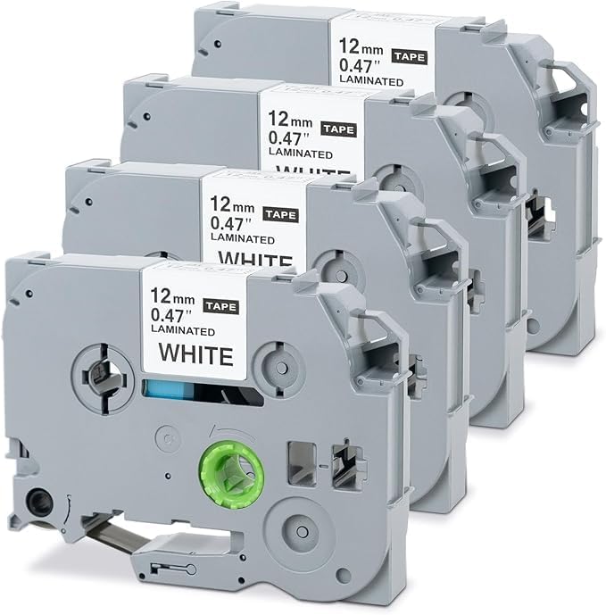 Replacement Brother P-Touch Label Tape, Tze Tape 12Mm 0.47 Laminated White Tze-231 Tz 231 Tapes Compatible with Brother Label Maker PT-D210 D220 D400 D410 D450 H110 1280 Refill 6 Pack