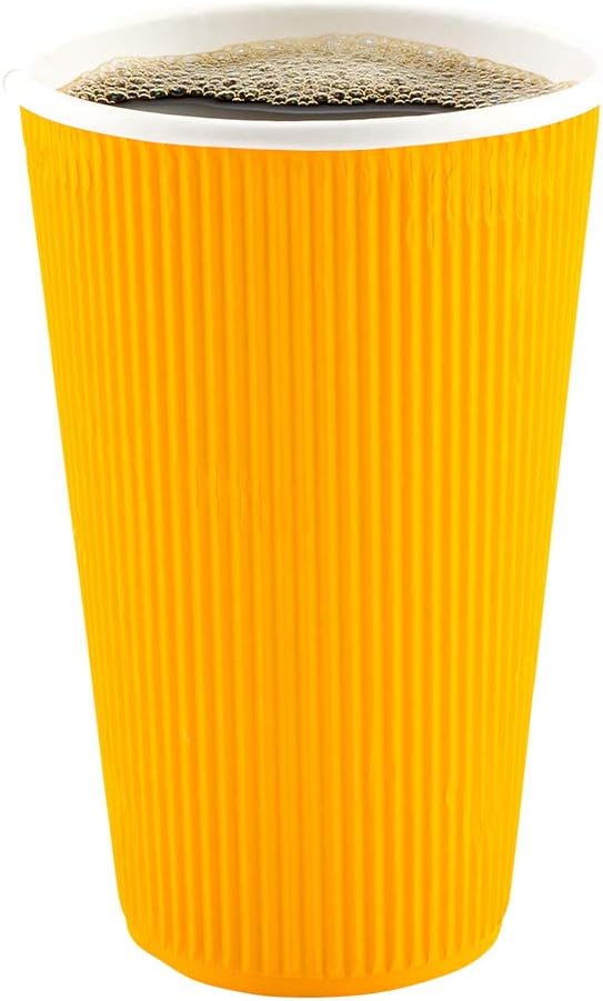 16 Ounce Ripple Wall Disposable Paper Cups - Pack of 25, Leakproof and Recyclable Light Green Insulated Holders, Matching Lids Sold Separately
