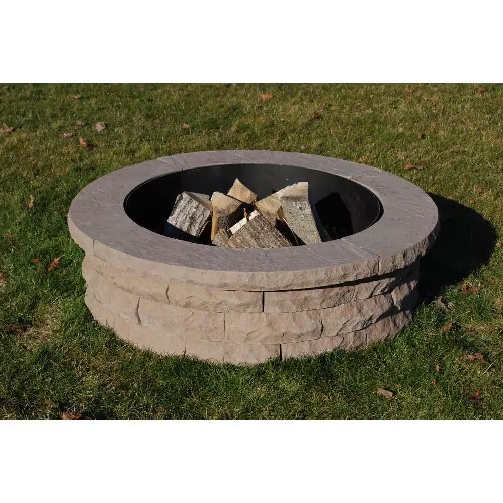 Ledgestone 47 In. X 14 In. round Concrete Wood Fuel Fire Pit Ring Kit Brown