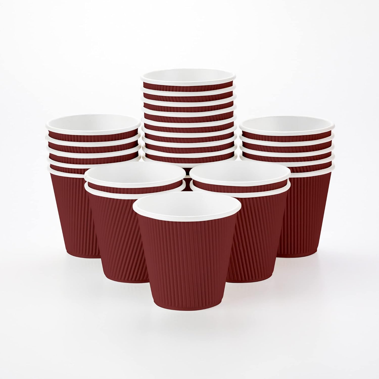 16 Ounce Ripple Wall Disposable Paper Cups - Pack of 25, Leakproof and Recyclable Light Green Insulated Holders, Matching Lids Sold Separately