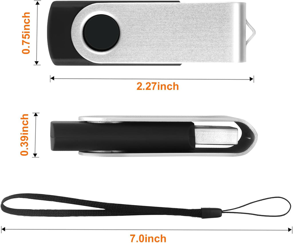 Bulk 2GB USB Flash Drives - 20 Pack Portable Thumb Drives, Swivel Design for Data Transfer and Backup