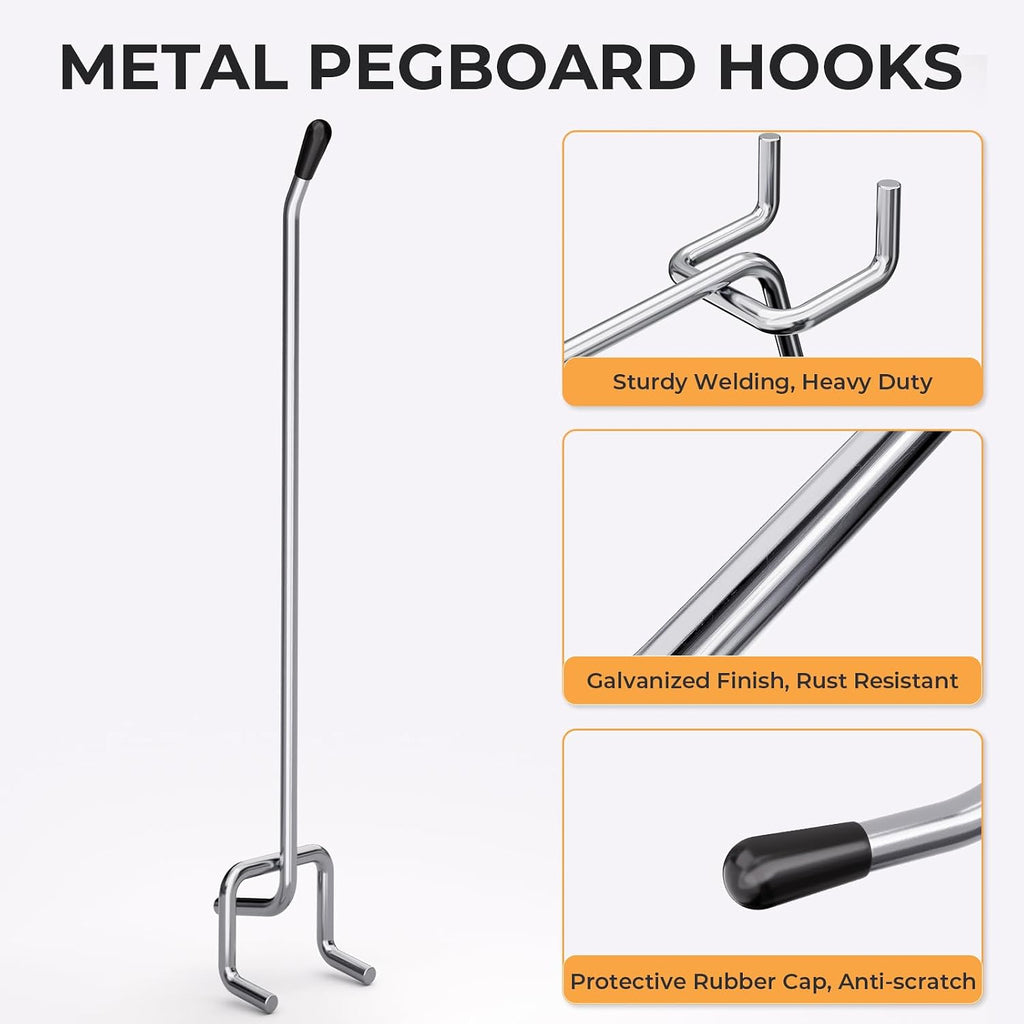 50 Pack Pegboard Hooks, 6 Inch Peg Board Shelving Hooks Accessories