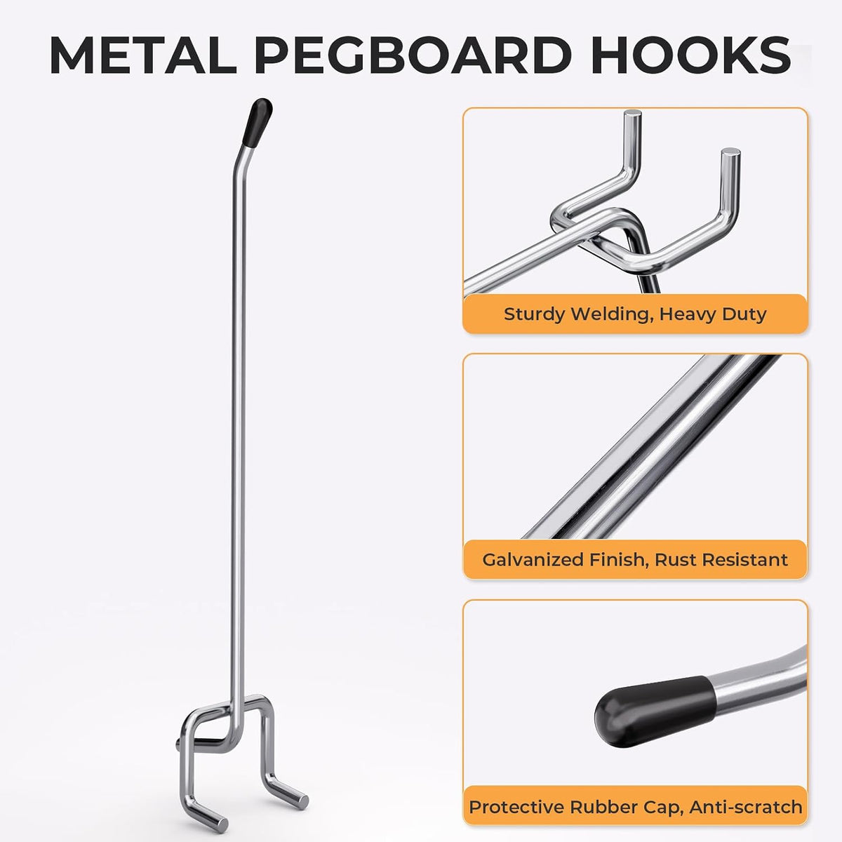 50 Pack Pegboard Hooks, 6 Inch Peg Board Shelving Hooks Accessories