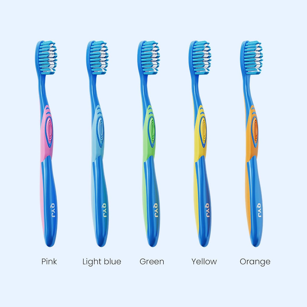Manual Medium Bristles Toothbrush for Adults,Whitening Toothbrush with Spiral Medium Bristles for Smoke Tea Coffee Stain, Deep Plaque Removal, Rounded Bristle Tips for Gentle Cleaning, 5 Pack