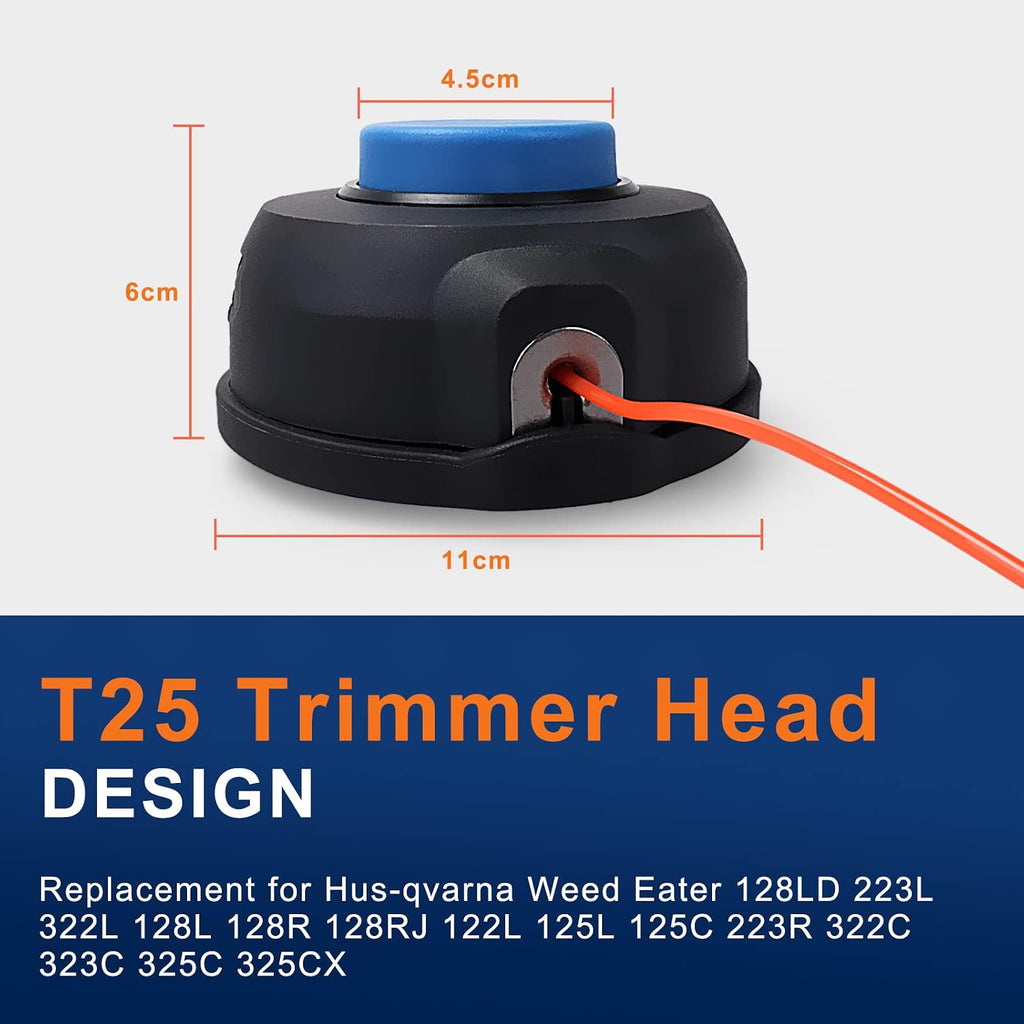 2 Pack 128LD Trimmer Head T25 for Husquvarna Weed Eater 223L 322L 125L 128L 128LD 128R 128RJ 122L 125C 223R 322C 323C 325C 325CX Weedeater Parts 966674401 Jonsered Brushcutter BC2128