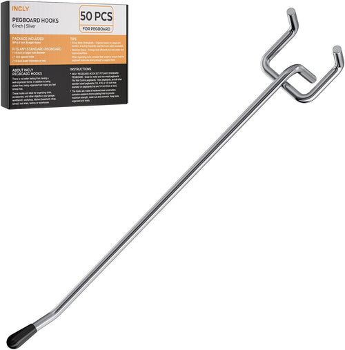 50 Pack Pegboard Hooks, 6 Inch Peg Board Shelving Hooks Accessories
