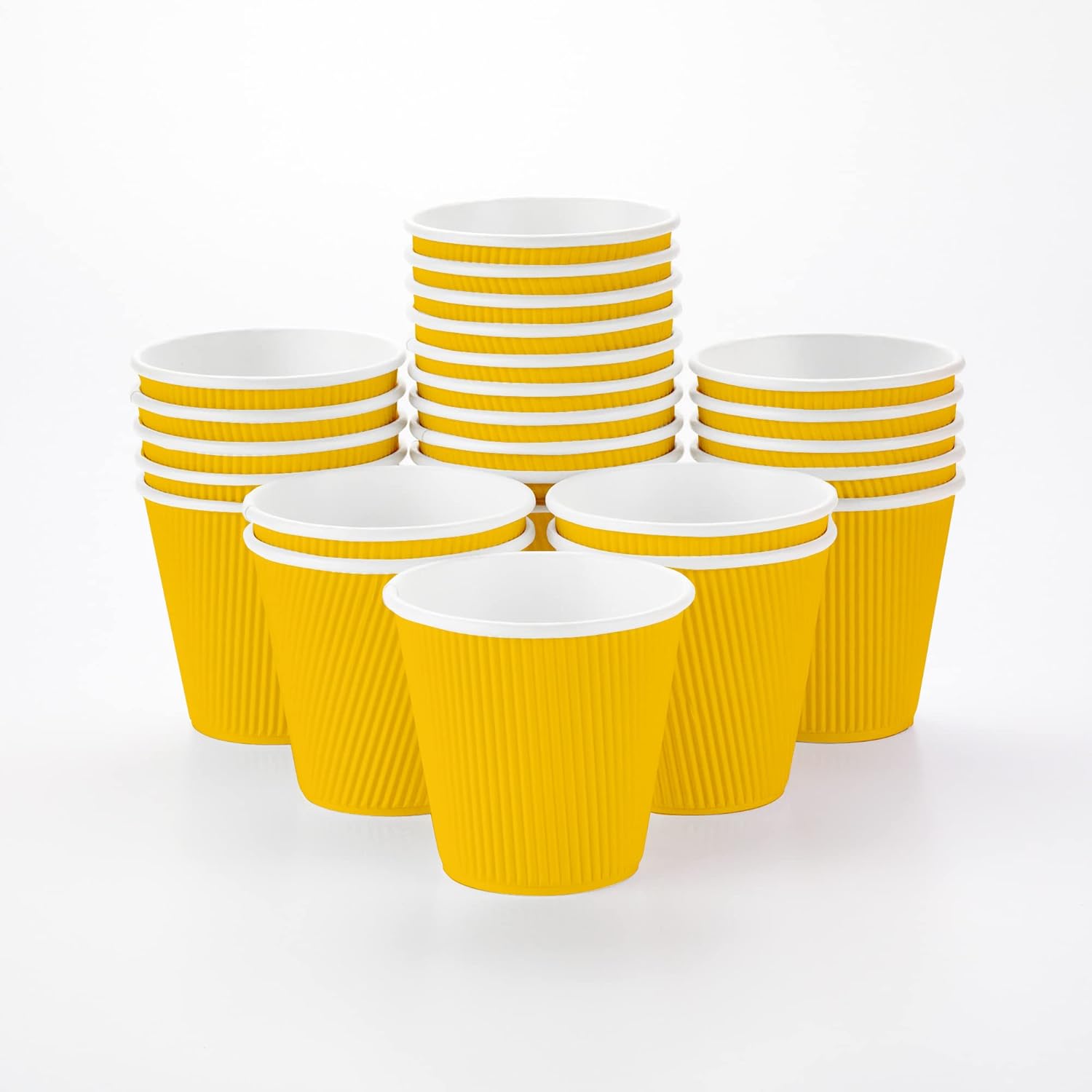 16 Ounce Ripple Wall Disposable Paper Cups - Pack of 25, Leakproof and Recyclable Light Green Insulated Holders, Matching Lids Sold Separately