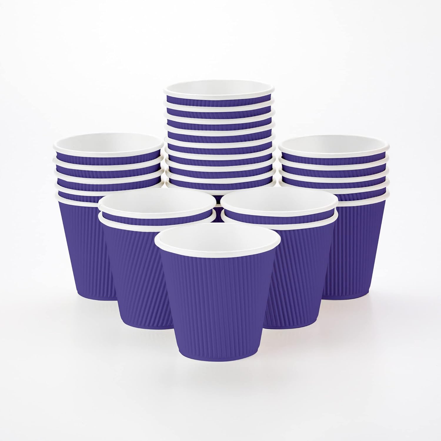 16 Ounce Ripple Wall Disposable Paper Cups - Pack of 25, Leakproof and Recyclable Light Green Insulated Holders, Matching Lids Sold Separately