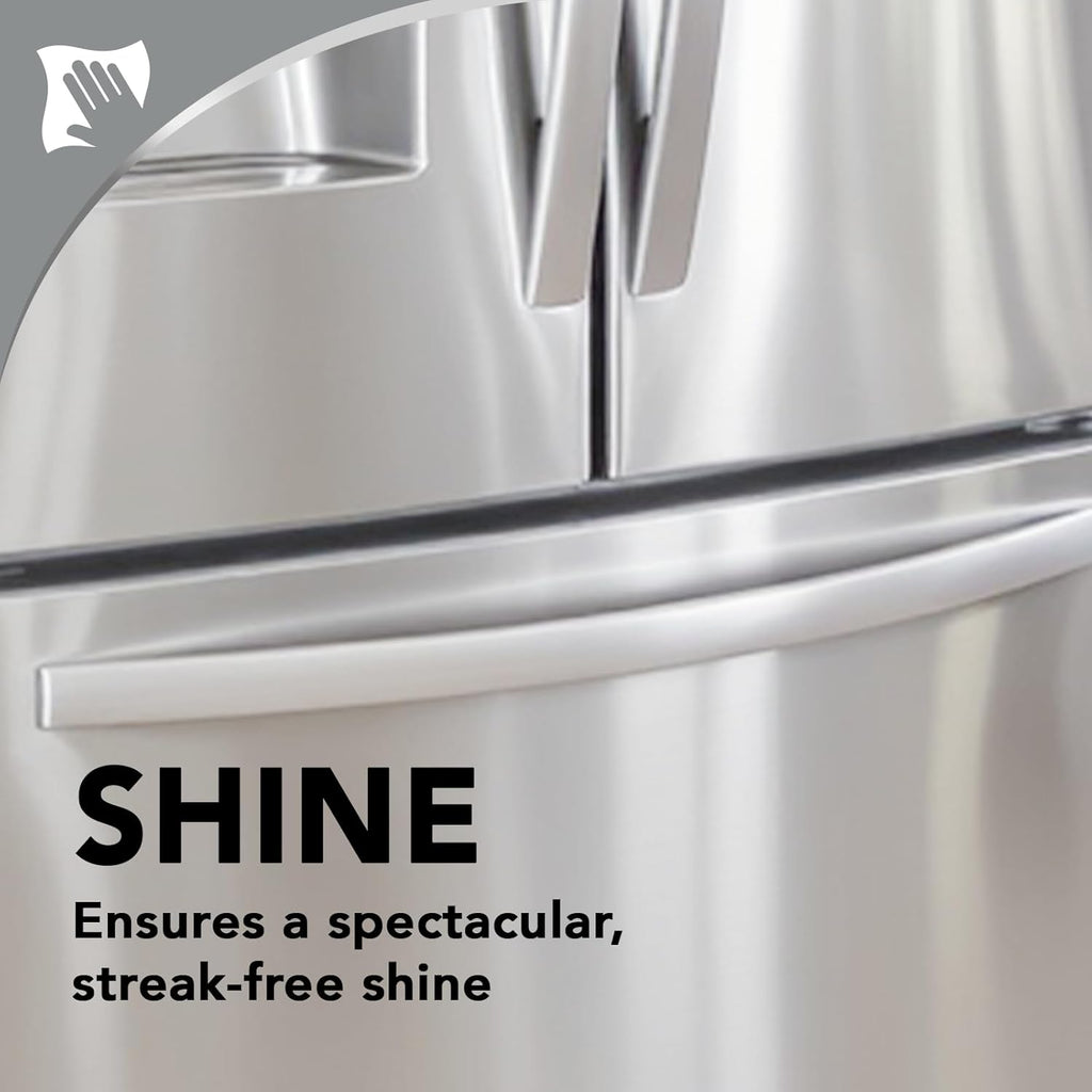 Stainless Steel Cleaner and Polish - 2 Pack, Anti-Fingerprint Spray with Cloth, Effective Against Water Spots and Grease, Streak-Free and Residue-Free, Safe for Metal, Chrome, Appliances, Sinks, and Grills