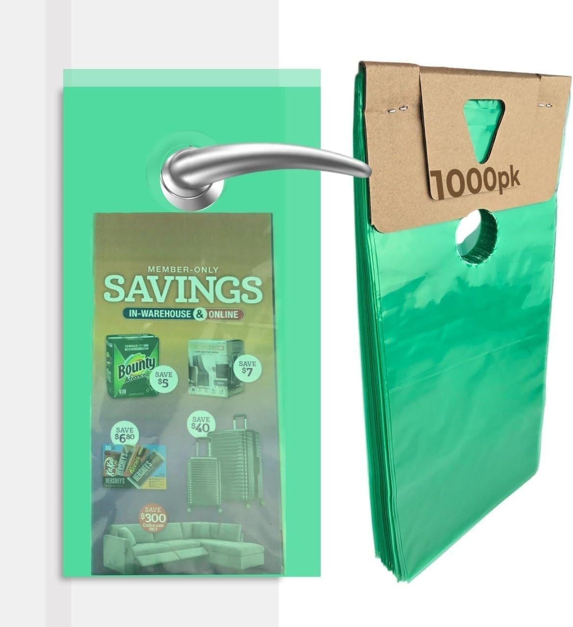 Tidyfriend Clear Plastic Door Hanger Bags 6” x 12” (500 Pack) - Waterproof and Secure Solution for Flyers, Brochures, Notices, and Printed Materials for Outdoor Use