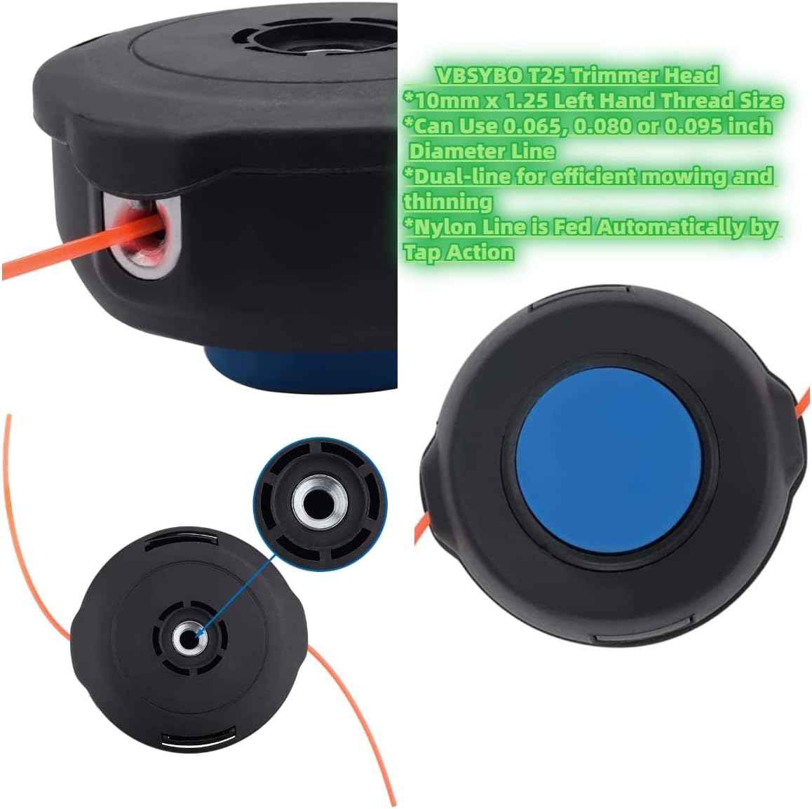 2 Pack 128LD Trimmer Head T25 for Husquvarna Weed Eater 223L 322L 125L 128L 128LD 128R 128RJ 122L 125C 223R 322C 323C 325C 325CX Weedeater Parts 966674401 Jonsered Brushcutter BC2128