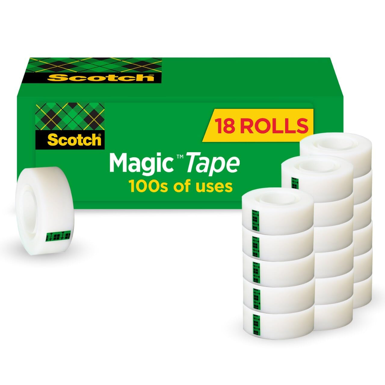 Magic Tape - Invisible Adhesive, Ideal for Home Office and Educational Use, Pack of 6 Rolls