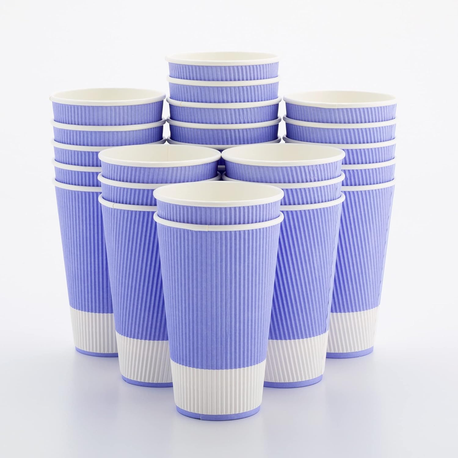 16 Ounce Ripple Wall Disposable Paper Cups - Pack of 25, Leakproof and Recyclable Light Green Insulated Holders, Matching Lids Sold Separately