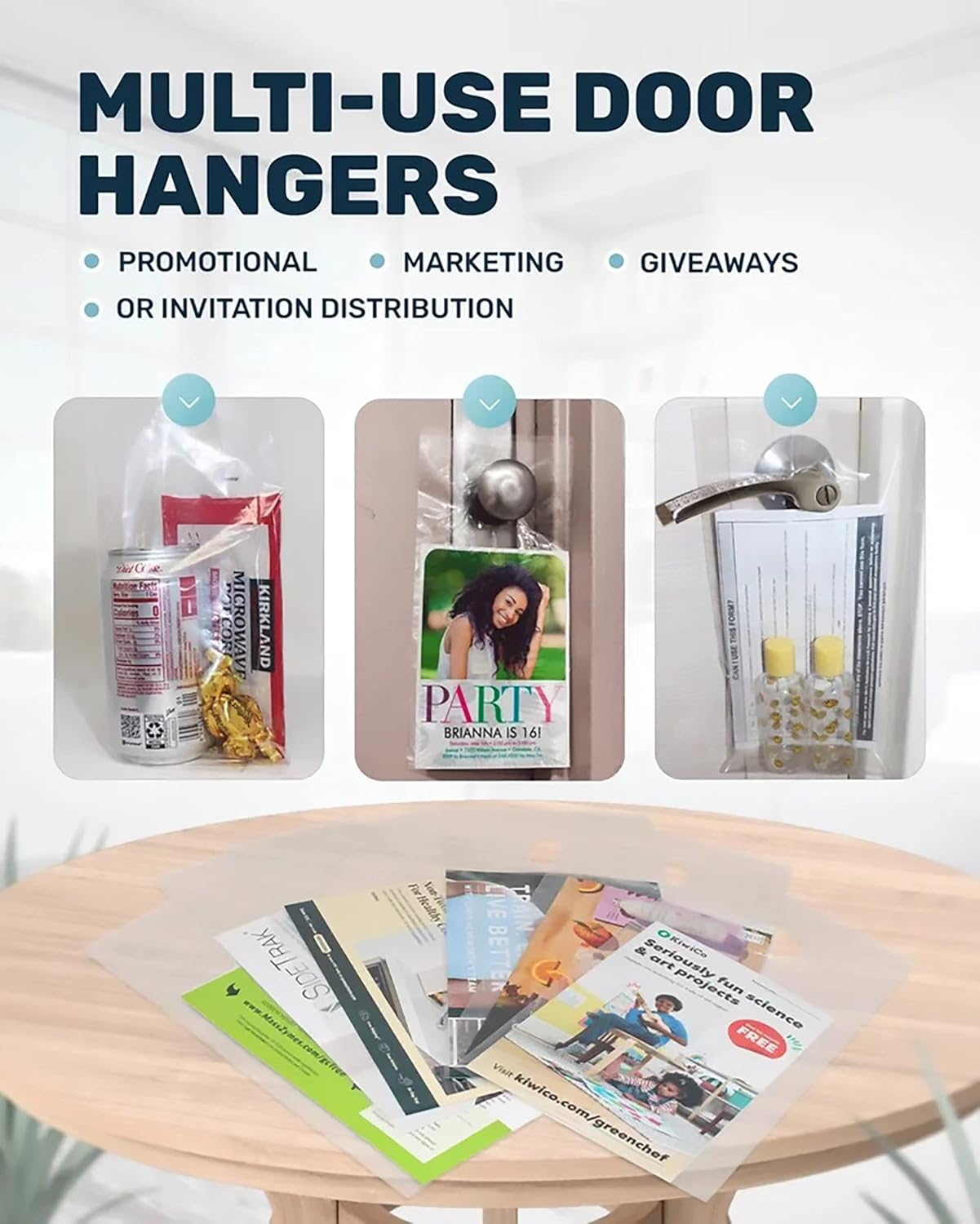 Tidyfriend Clear Plastic Door Hanger Bags 6” x 12” (500 Pack) - Waterproof and Secure Solution for Flyers, Brochures, Notices, and Printed Materials for Outdoor Use