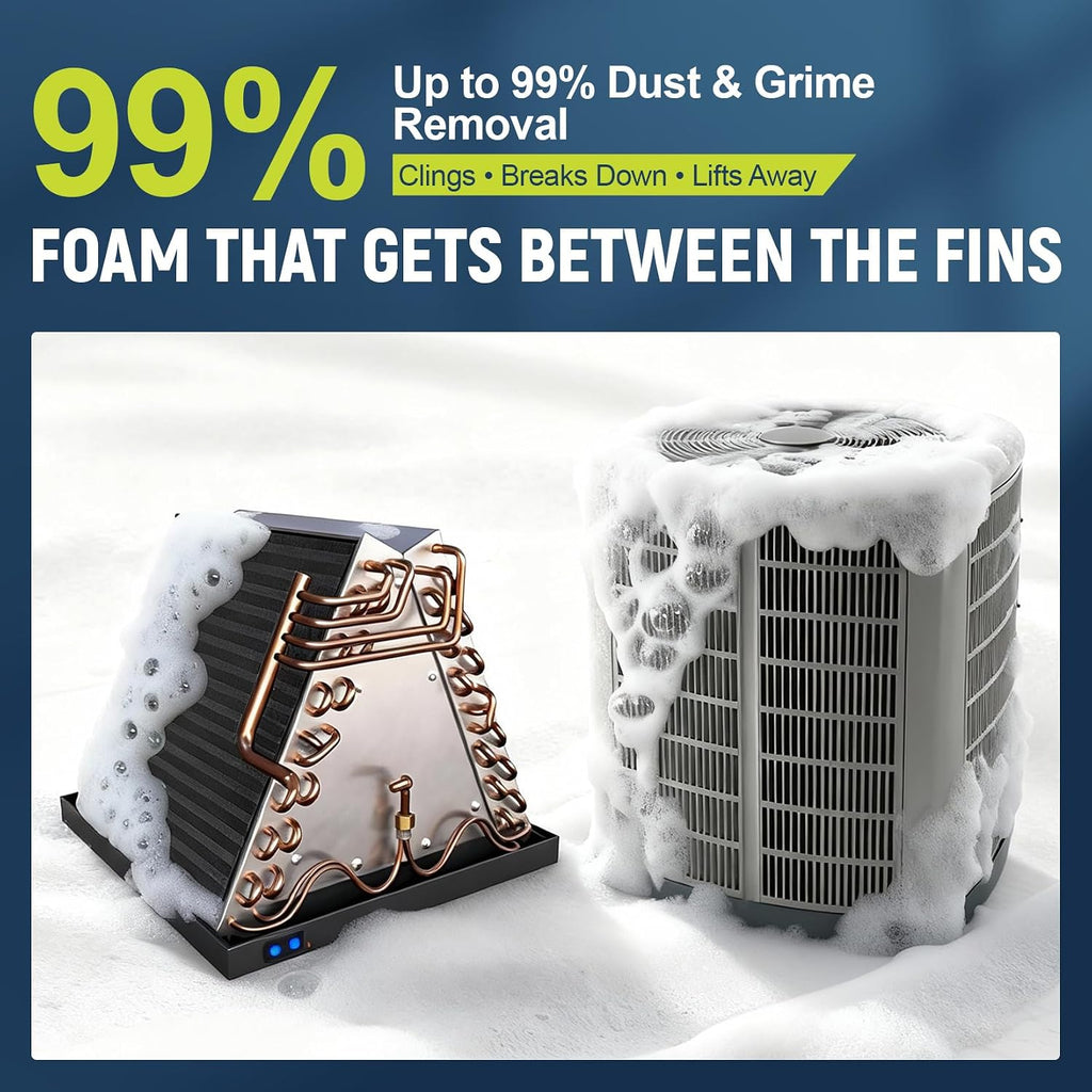 Foaming AC Coil Cleaner: 19 Oz for Evaporators & Condensers | Multi Purpose Foam Spray No Rinse Deep Clean Deodorizes Evaporator Condenser for Home AC HVAC Technicians DIY