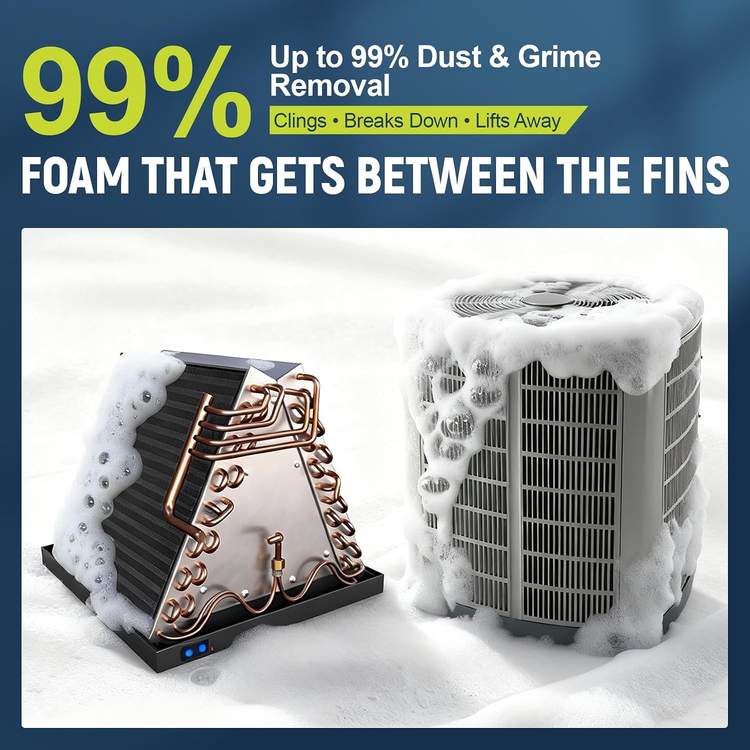 Foaming AC Coil Cleaner: 19 Oz for Evaporators & Condensers | Multi Purpose Foam Spray No Rinse Deep Clean Deodorizes Evaporator Condenser for Home AC HVAC Technicians DIY