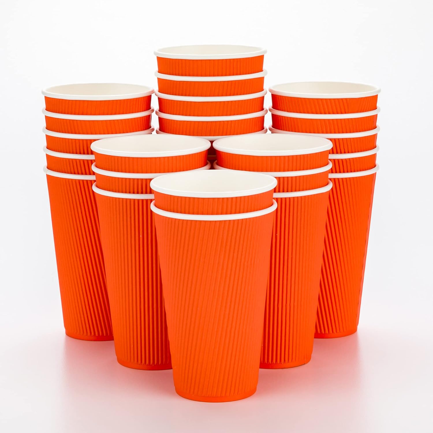 16 Ounce Ripple Wall Disposable Paper Cups - Pack of 25, Leakproof and Recyclable Light Green Insulated Holders, Matching Lids Sold Separately