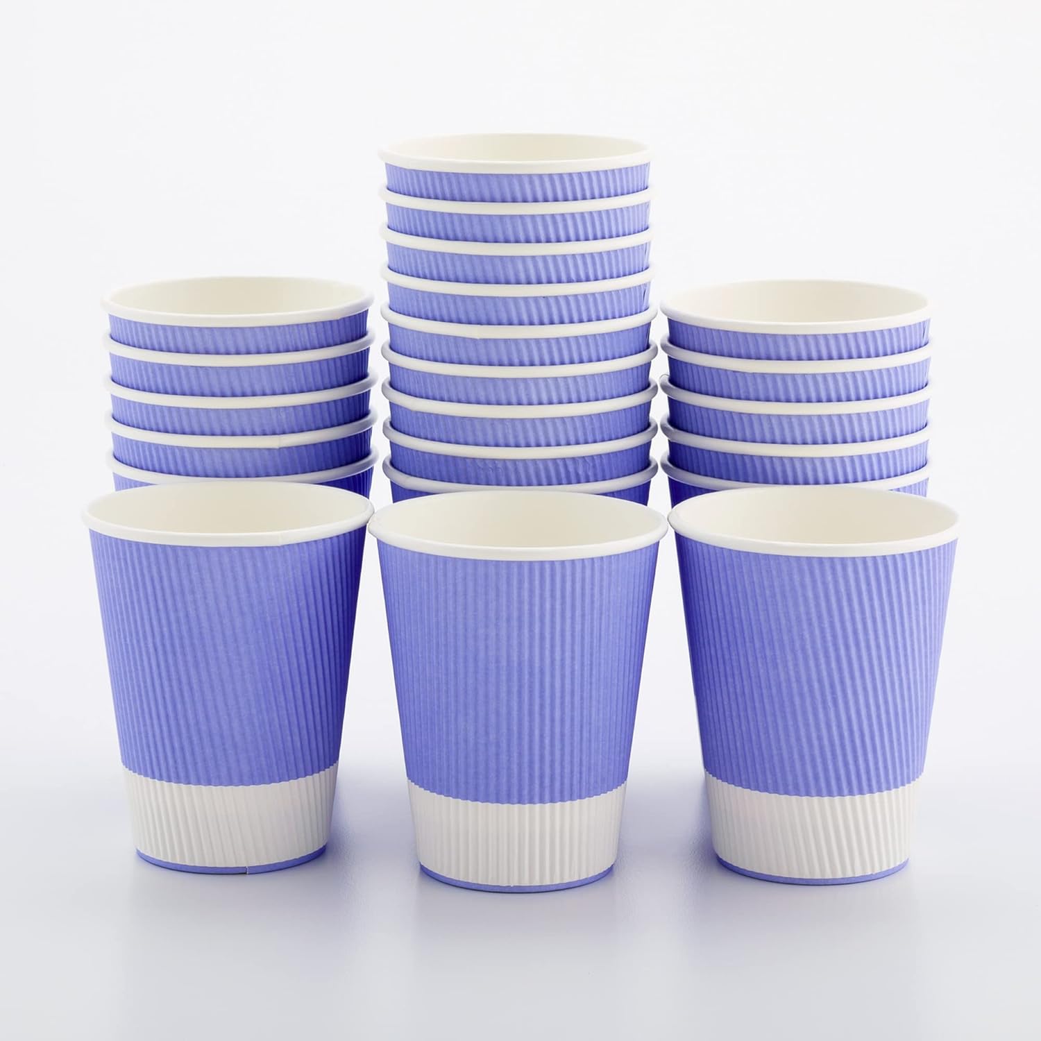 16 Ounce Ripple Wall Disposable Paper Cups - Pack of 25, Leakproof and Recyclable Light Green Insulated Holders, Matching Lids Sold Separately