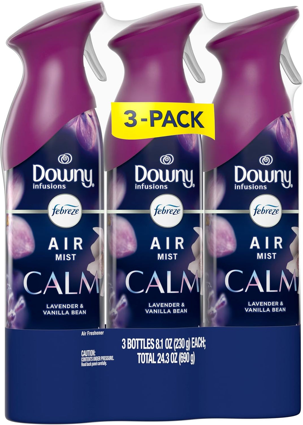 Air Mist, Air Freshener Spray, Odor Fighting Room Spray, Deodorizer for Home Bathroom Kitchen Office Apartment Dorm Room Classroom, Downy Calm Lavender & Vanilla Bean Scent, 8.1Oz (Pack of 3)