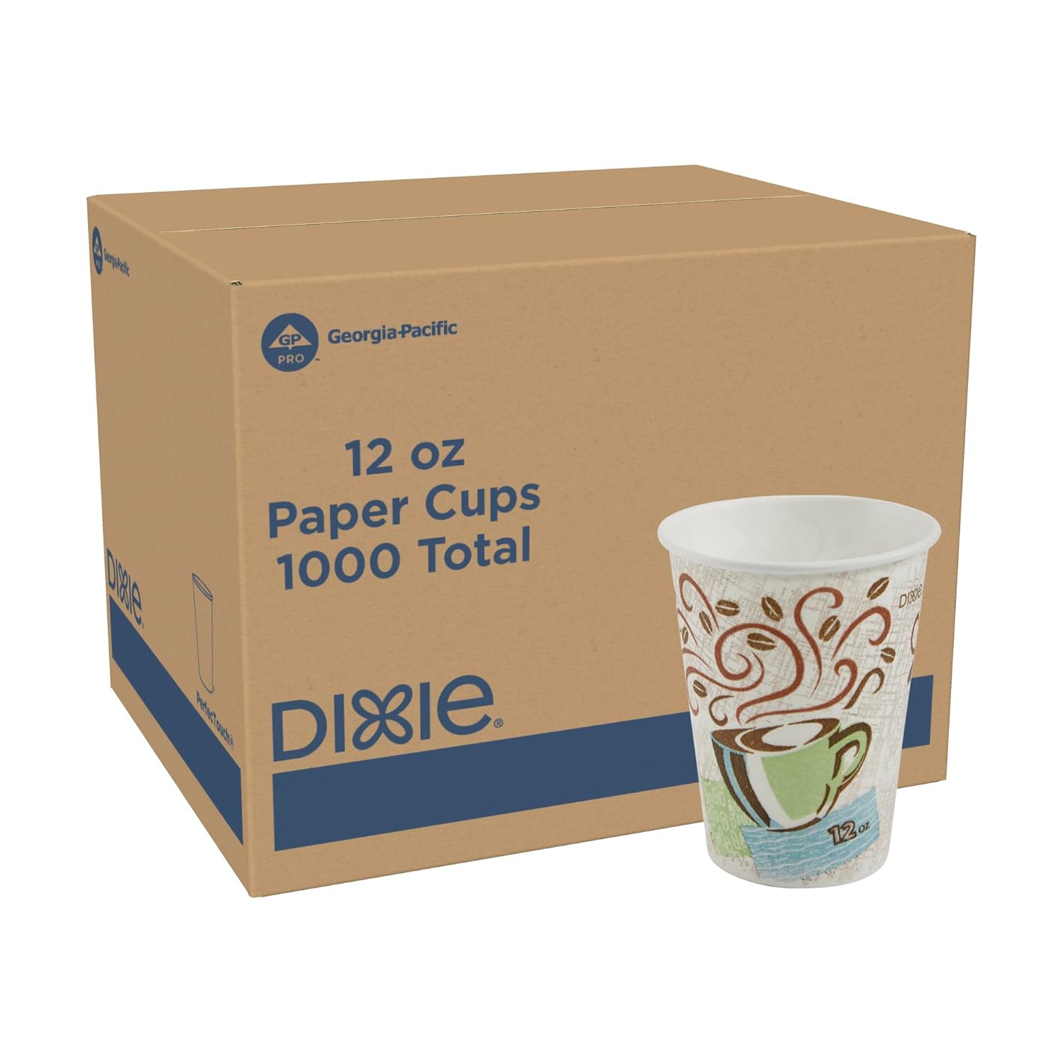 Dixie Perfectouch 16 Oz Paper Coffee Cups by GP PRO, Coffee Haze Design, 500 Count (25 Disposable Cups per Sleeve, 20 Sleeves per Case), 5356DX