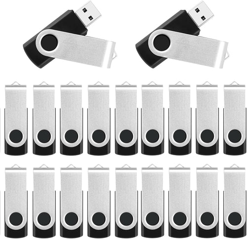 Bulk 2GB USB Flash Drives - 20 Pack Portable Thumb Drives, Swivel Design for Data Transfer and Backup