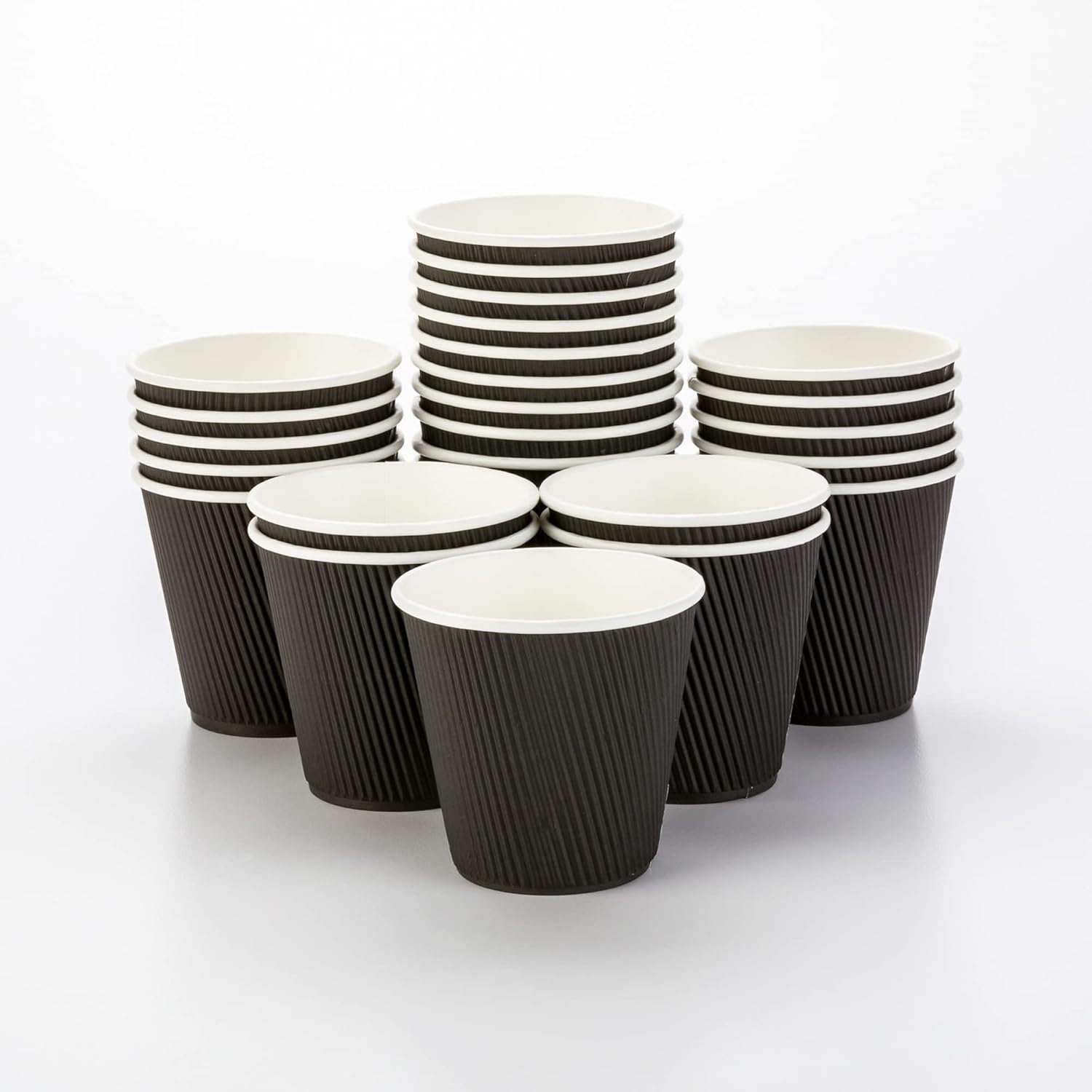 16 Ounce Ripple Wall Disposable Paper Cups - Pack of 25, Leakproof and Recyclable Light Green Insulated Holders, Matching Lids Sold Separately