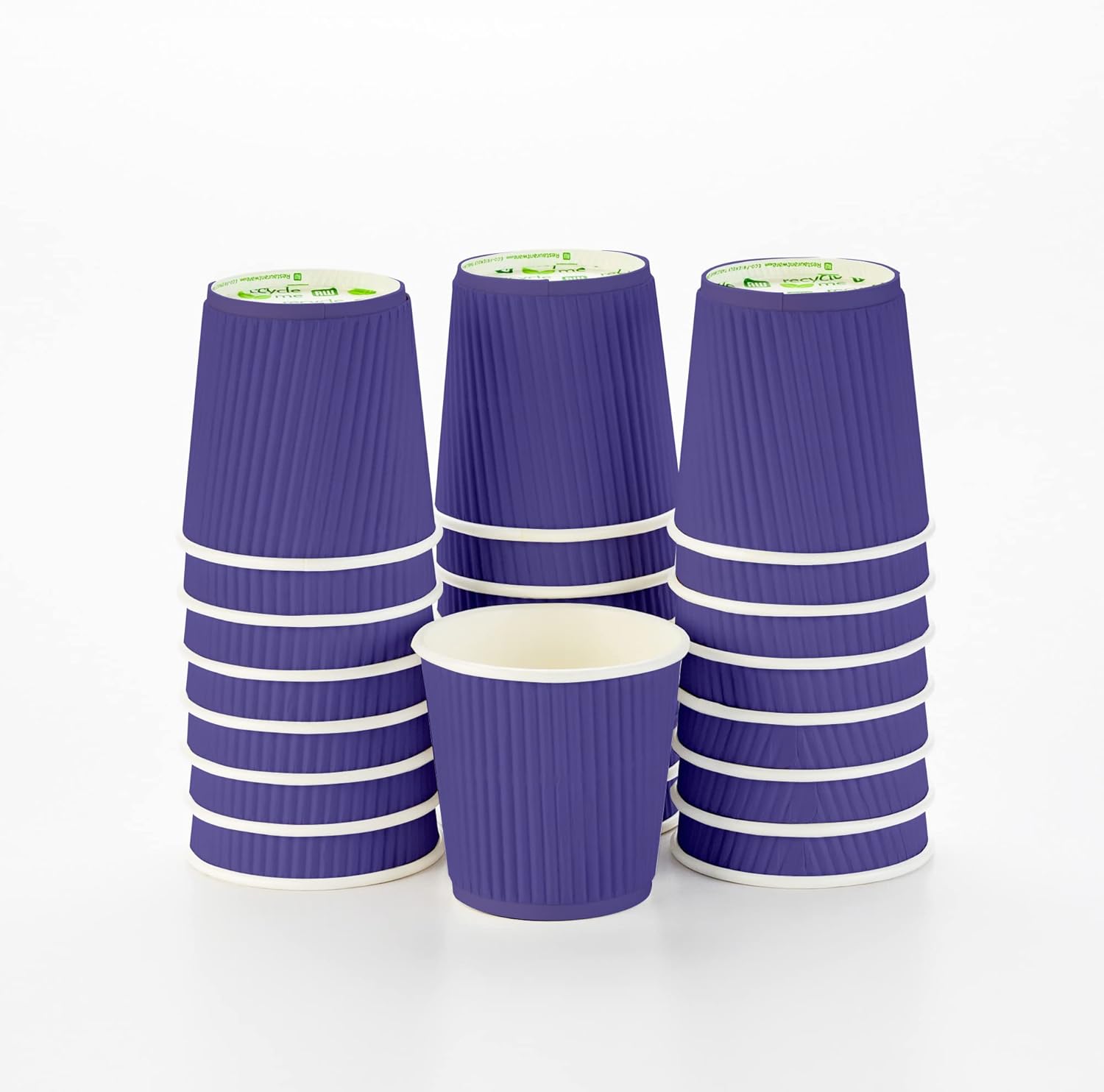 16 Ounce Ripple Wall Disposable Paper Cups - Pack of 25, Leakproof and Recyclable Light Green Insulated Holders, Matching Lids Sold Separately
