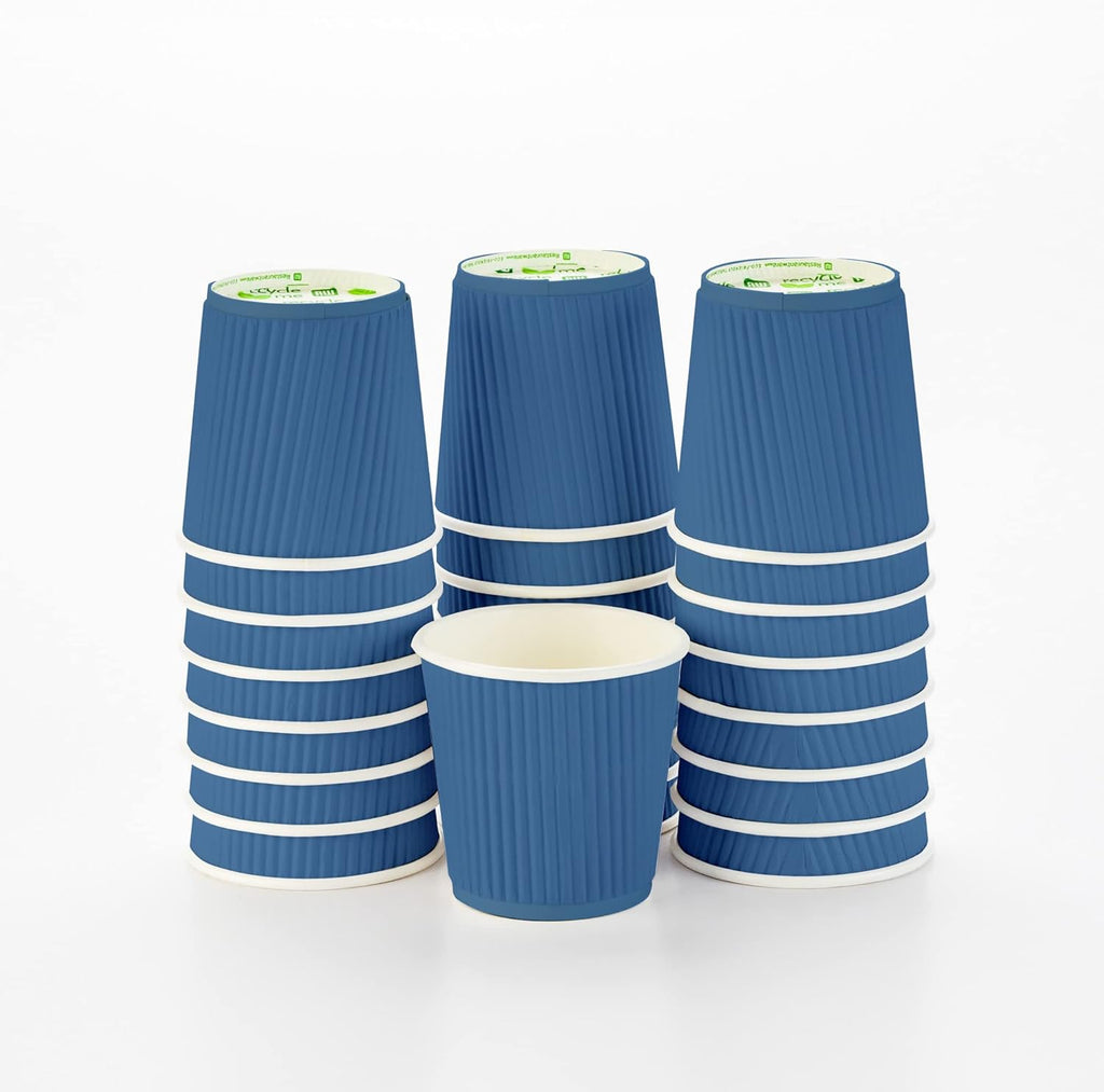 16 Ounce Ripple Wall Disposable Paper Cups - Pack of 25, Leakproof and Recyclable Light Green Insulated Holders, Matching Lids Sold Separately