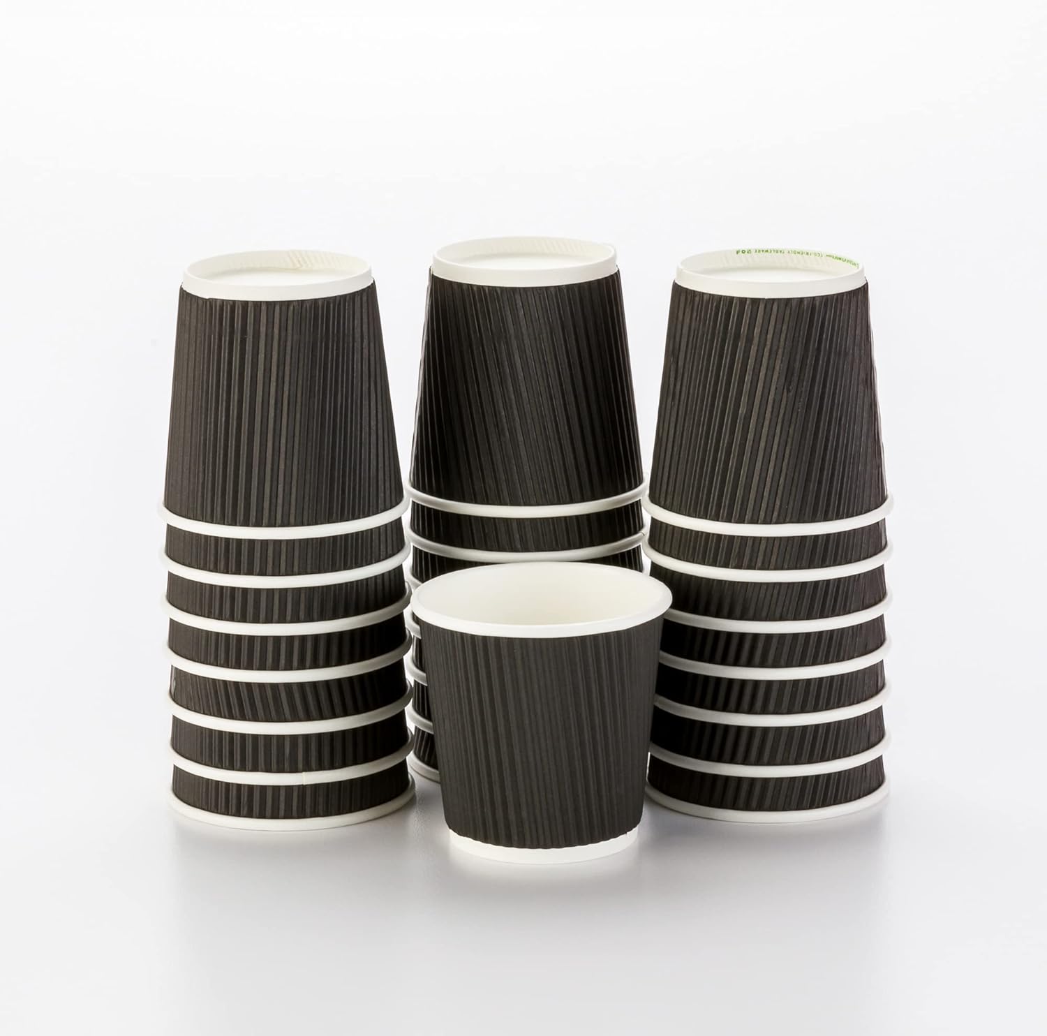 16 Ounce Ripple Wall Disposable Paper Cups - Pack of 25, Leakproof and Recyclable Light Green Insulated Holders, Matching Lids Sold Separately
