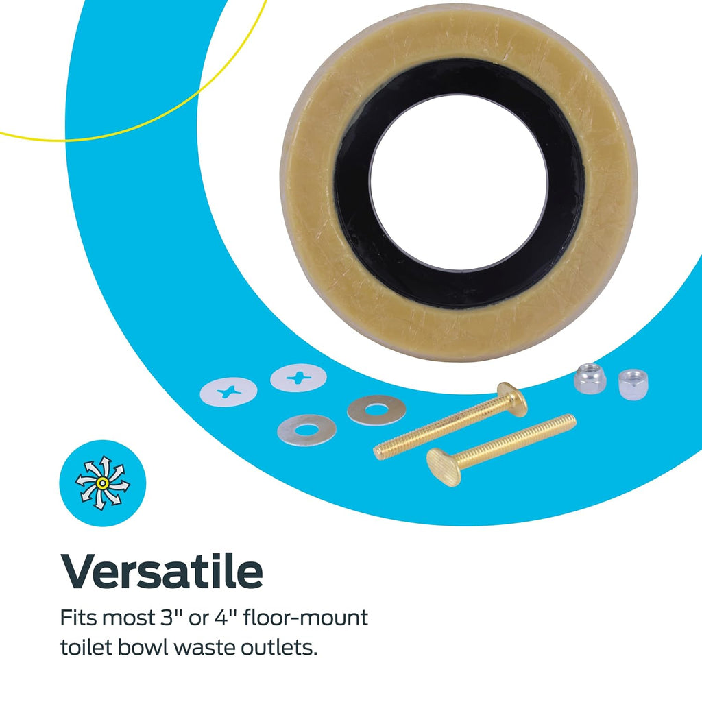 Eastman 40007 Toilet Bowl Wax Ring Set, 4 Inch X 3 Inch
