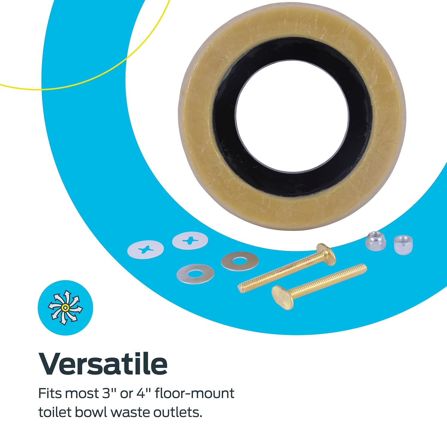 Eastman 40007 Toilet Bowl Wax Ring Set, 4 Inch X 3 Inch