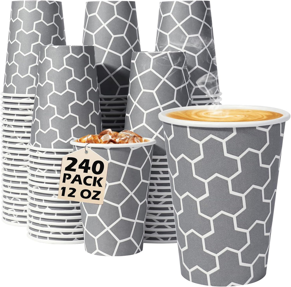 240 Pack 12 Oz Paper Cups, Insulated Disposable Hot Cups