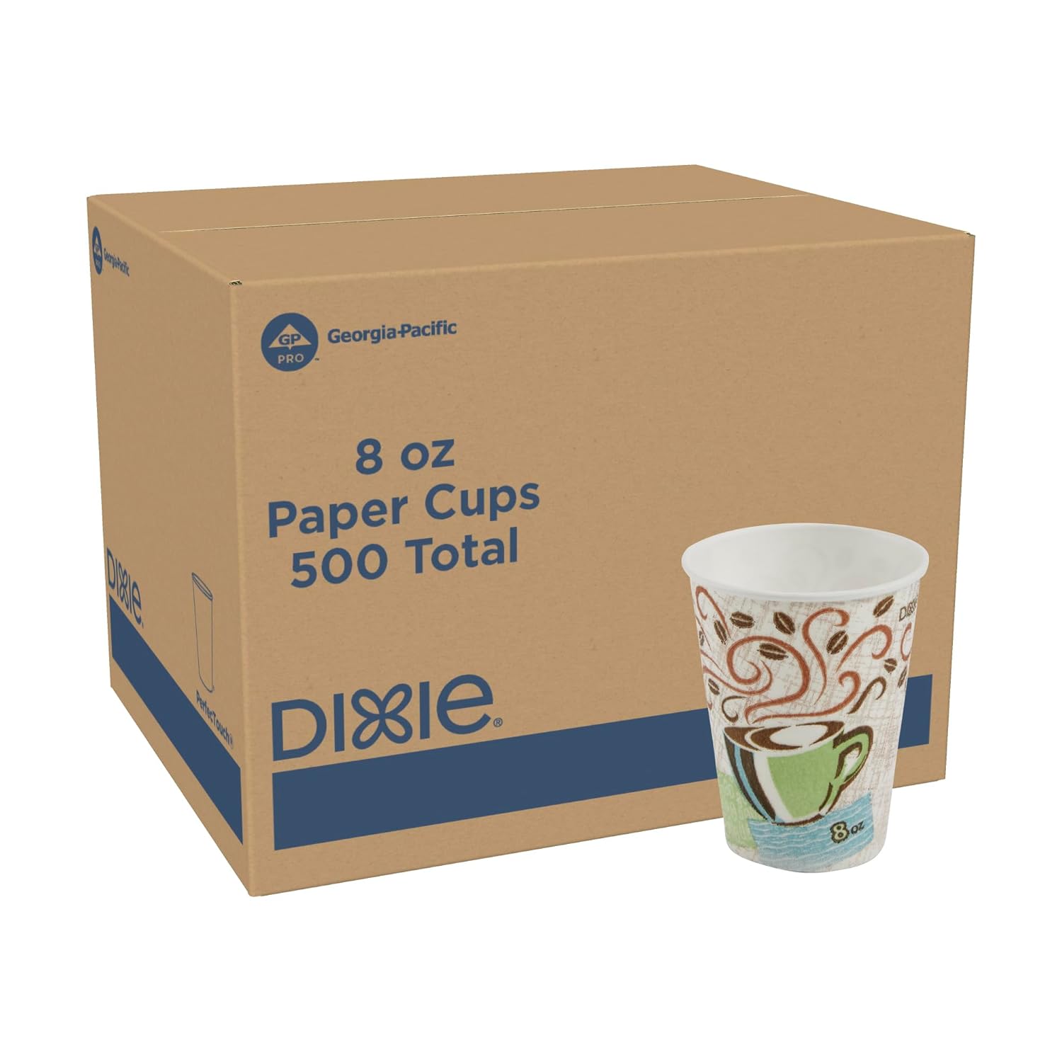 Dixie Perfectouch 16 Oz Paper Coffee Cups by GP PRO, Coffee Haze Design, 500 Count (25 Disposable Cups per Sleeve, 20 Sleeves per Case), 5356DX
