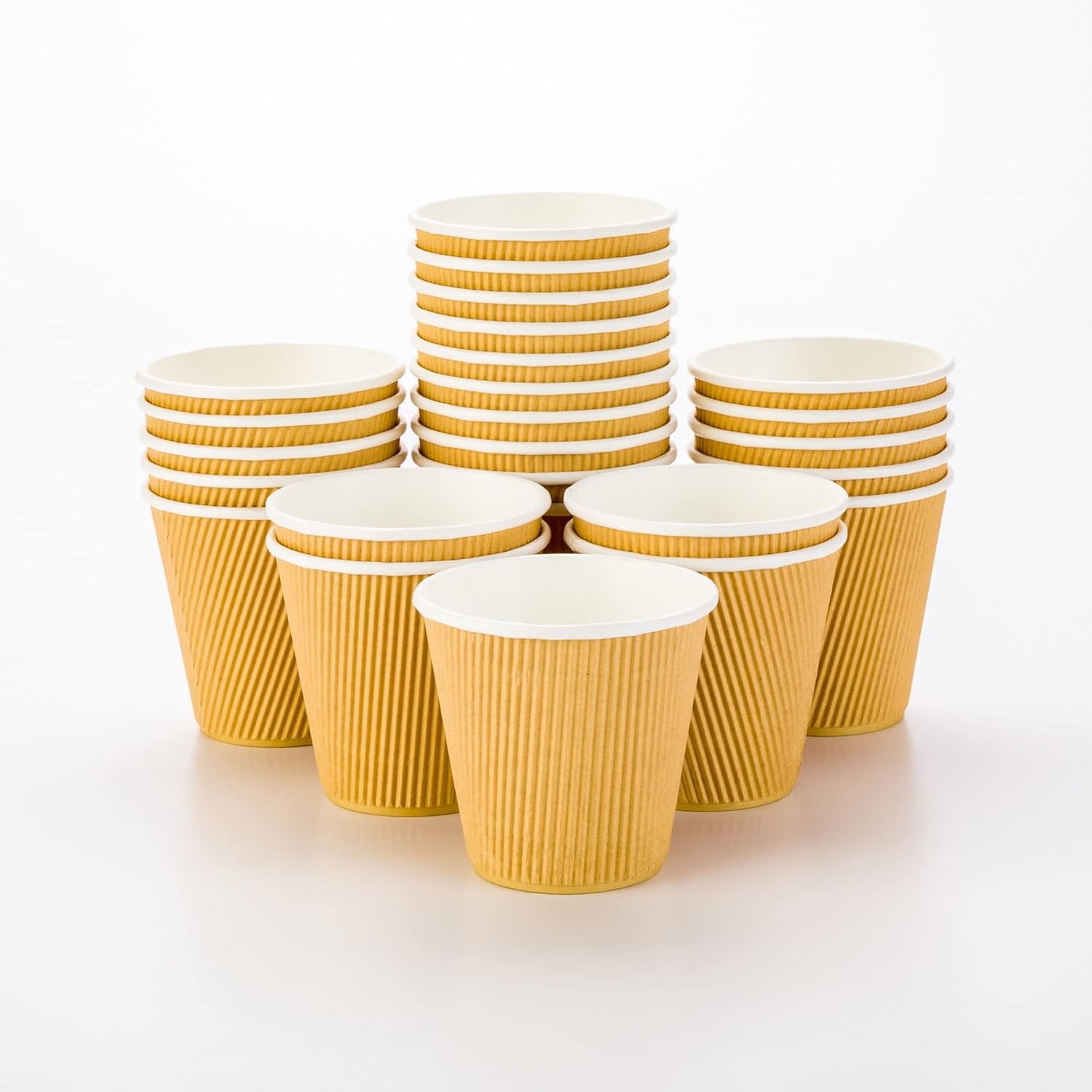 16 Ounce Ripple Wall Disposable Paper Cups - Pack of 25, Leakproof and Recyclable Light Green Insulated Holders, Matching Lids Sold Separately