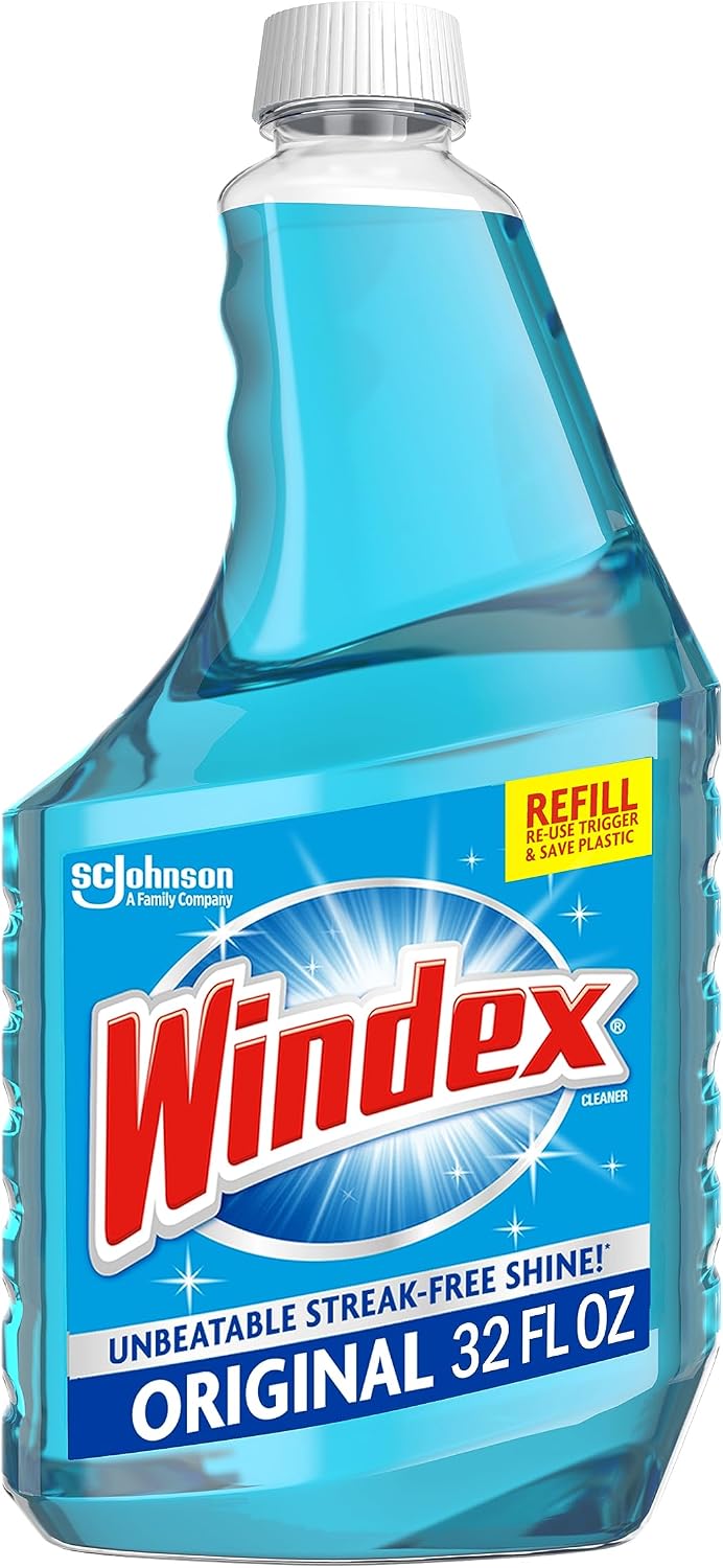 Windex Glass and Window Cleaner Spray Bottle, Packaging Designed to Prevent Leakage and Breaking, Surface Cleaning Spray, Original Blue Scent, 23 Fl Oz