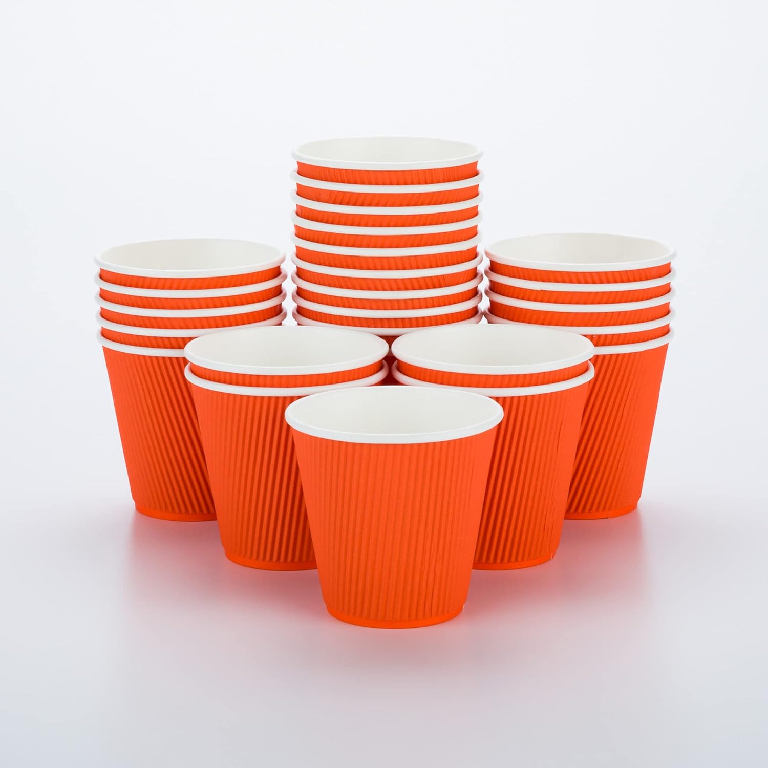 16 Ounce Ripple Wall Disposable Paper Cups - Pack of 25, Leakproof and Recyclable Light Green Insulated Holders, Matching Lids Sold Separately