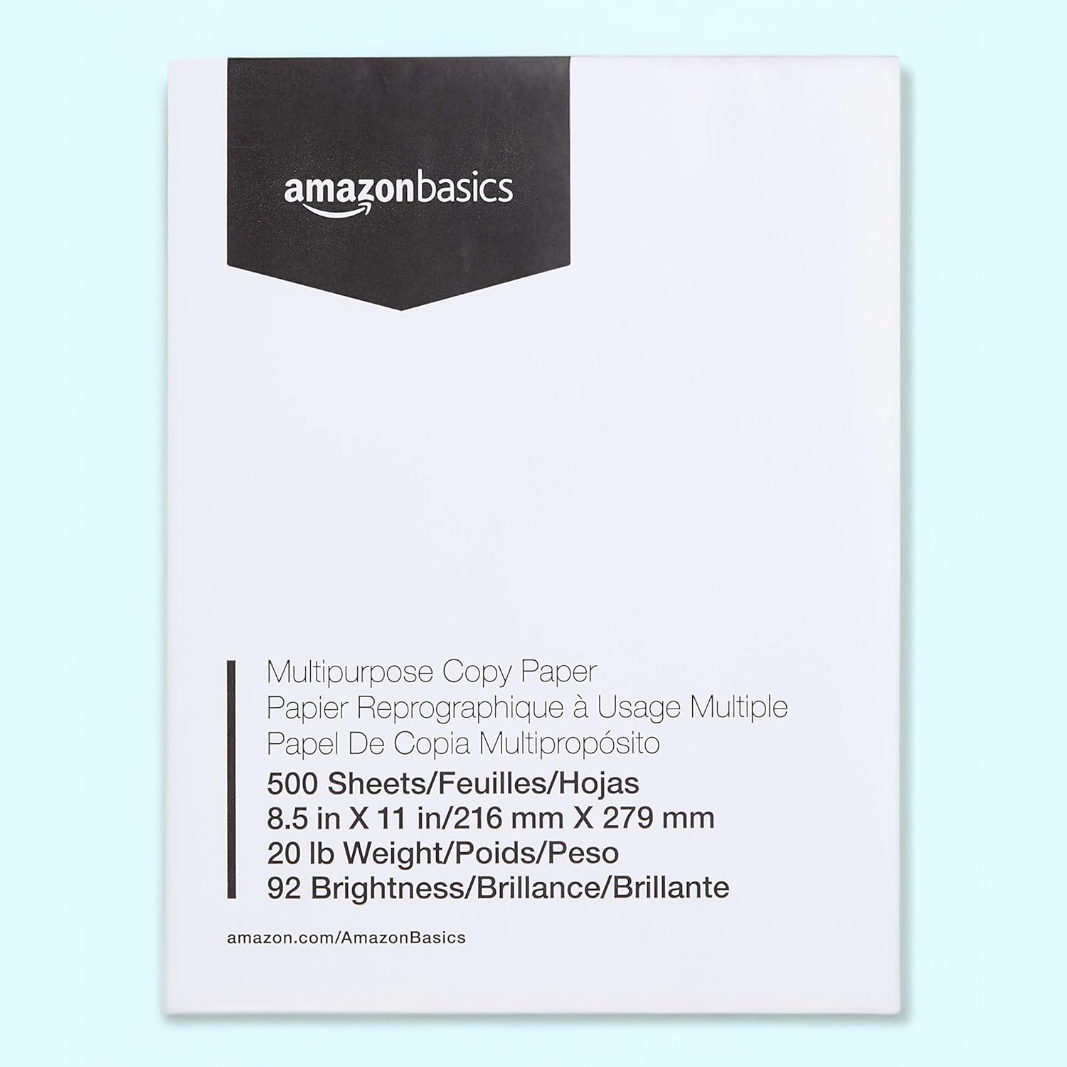 Multipurpose Copy Paper, 20 lb, 8.5 x 11 inches, 3 Reams (1,500 Sheets), 92 Bright White, Ideal for Home Use