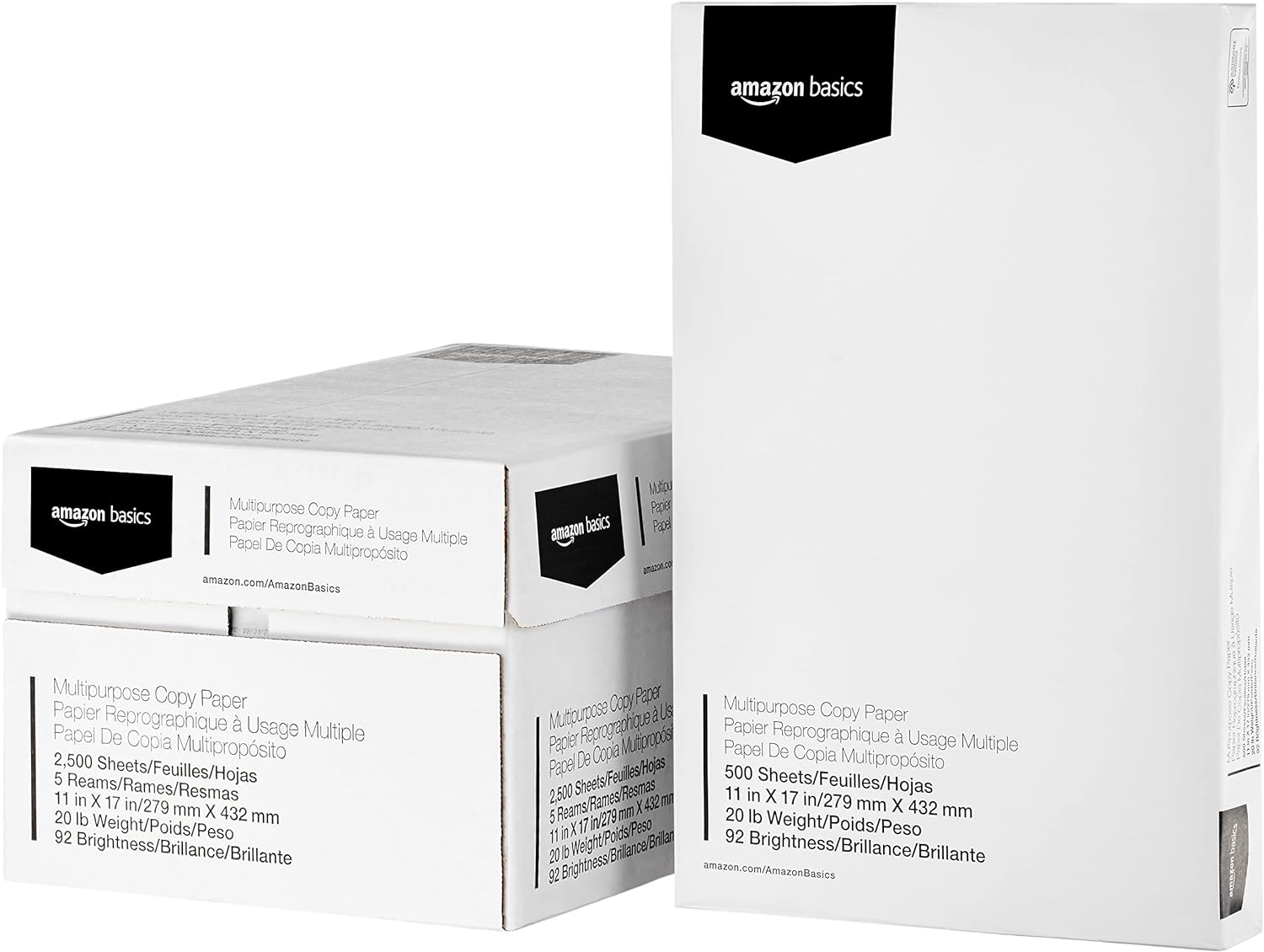Multipurpose Copy Paper, 20 lb, 8.5 x 11 inches, 3 Reams (1,500 Sheets), 92 Bright White, Ideal for Home Use