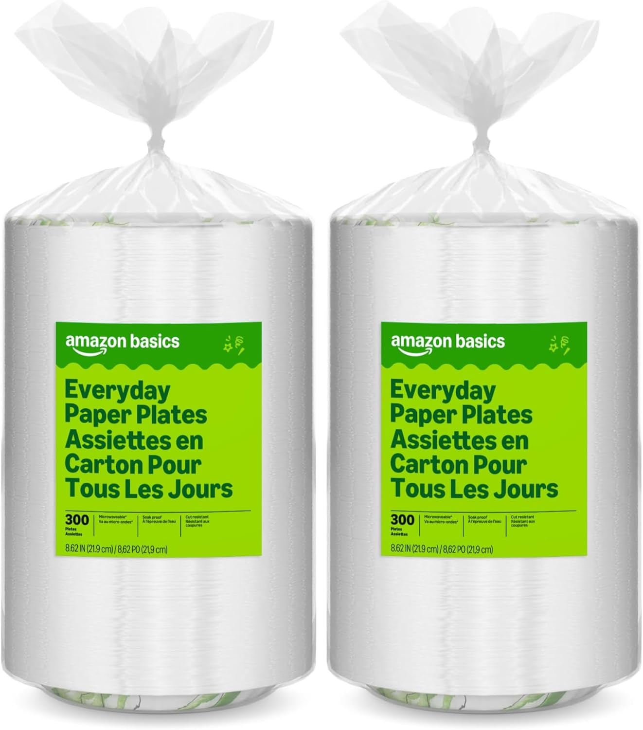 Everyday Disposable Paper Plates, 8.62 Inch, Microwave-Safe, Cut Resistant, Soak-Proof, 100 Count, Packaging May Vary