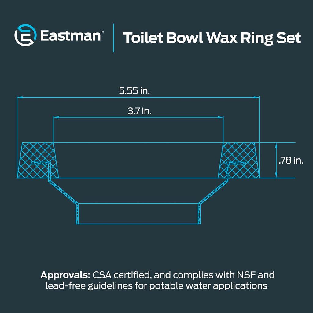 Eastman 40007 Toilet Bowl Wax Ring Set, 4 Inch X 3 Inch
