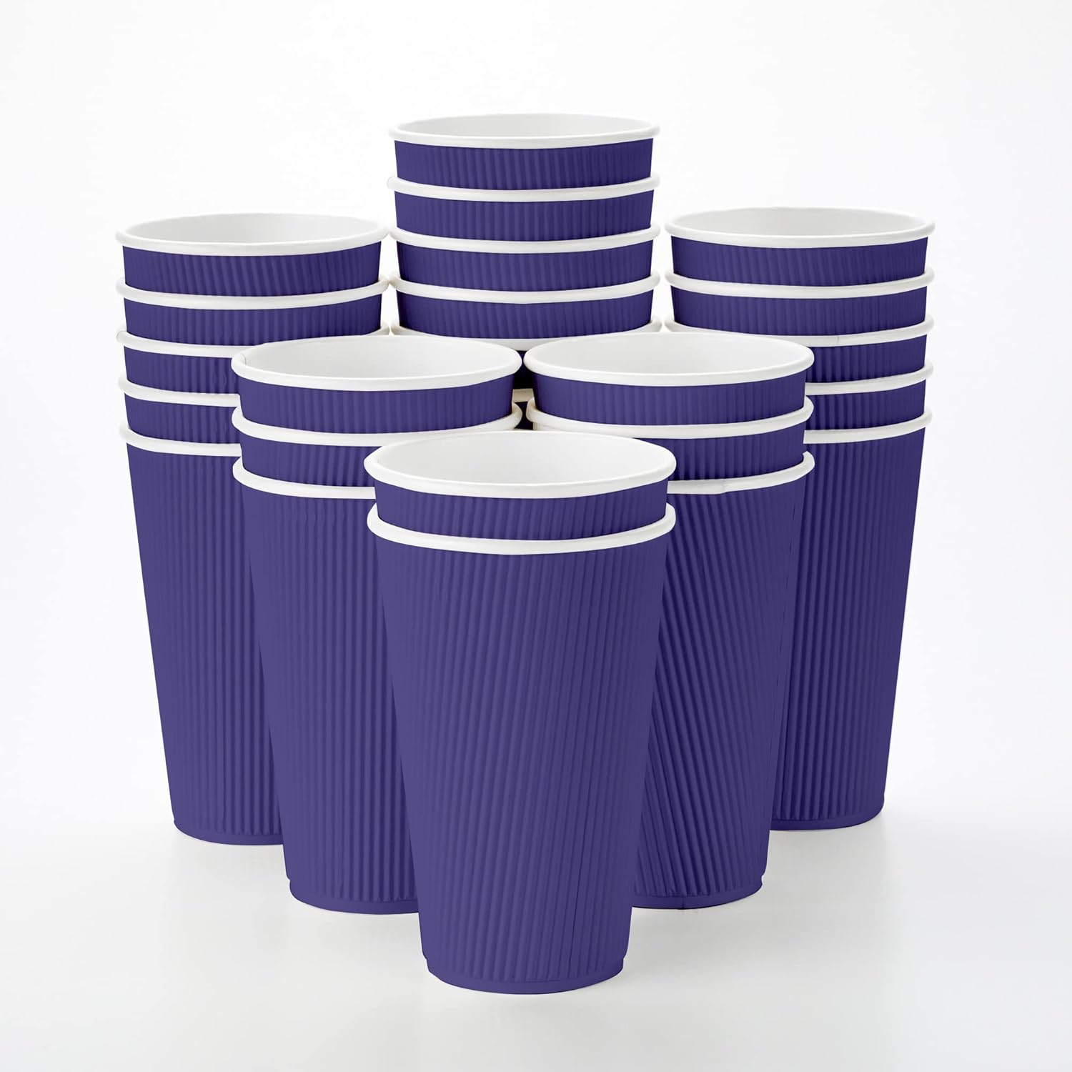 16 Ounce Ripple Wall Disposable Paper Cups - Pack of 25, Leakproof and Recyclable Light Green Insulated Holders, Matching Lids Sold Separately