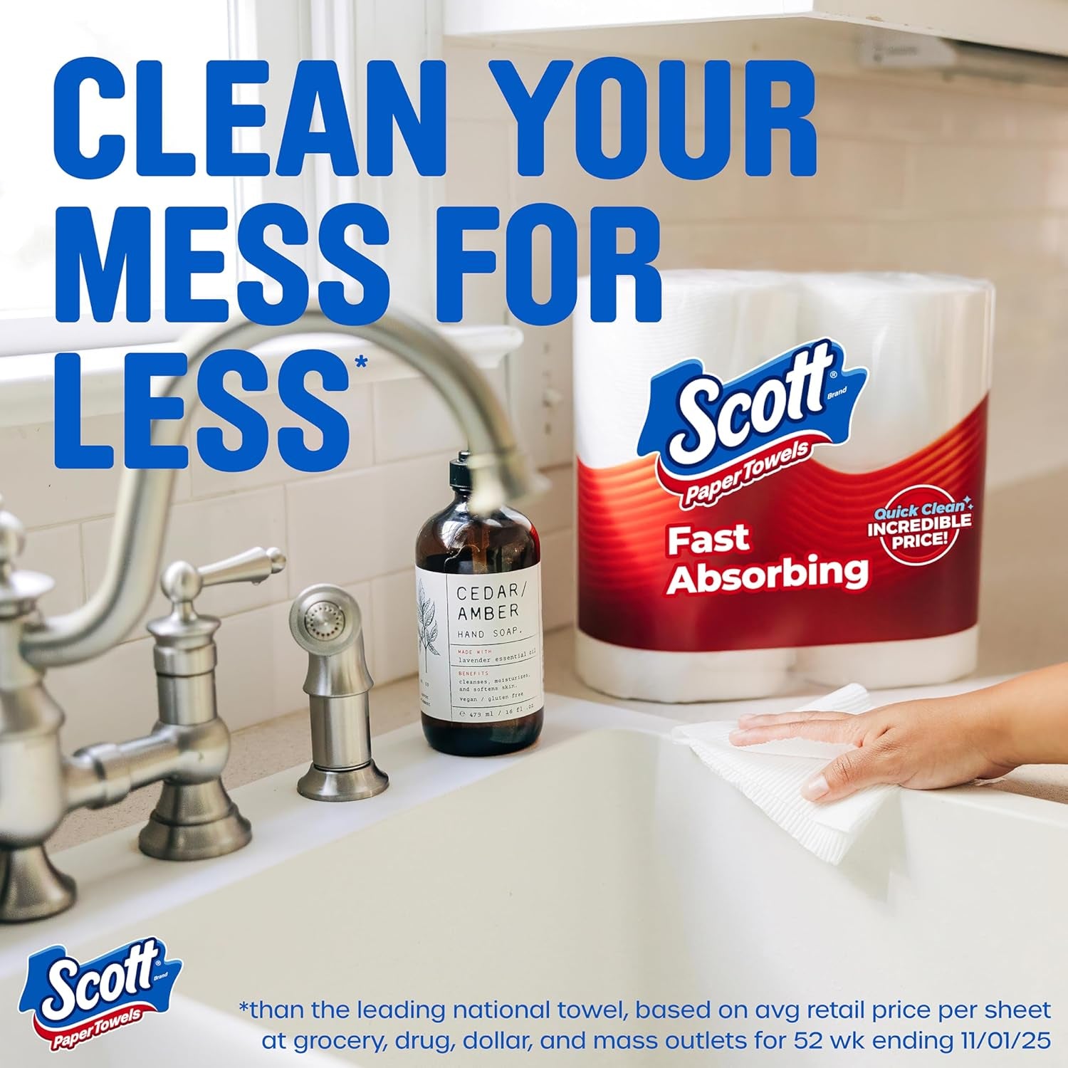 Scott Paper Towels, Task Size, 16 Family Double Rolls, 119 Sheets per Roll